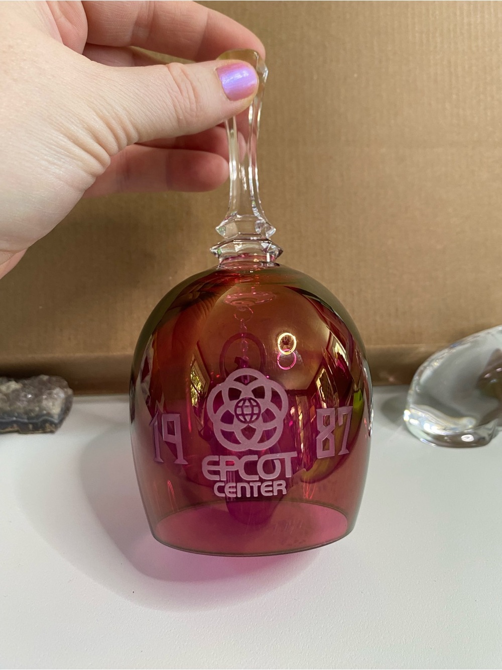 Disney Epcot Center 1987 Iridescent Pink Purple Commemorative Bell